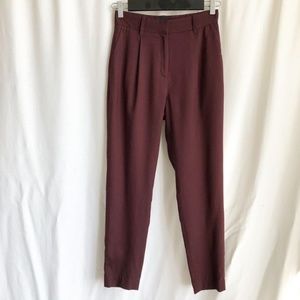 Frank & Oak Burgundy Pleated Tapered Pants
